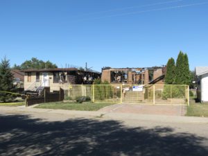 A house that has been demolished and is being remodeled.